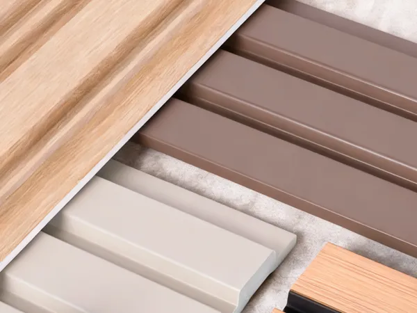 Three different colored 3D wall panels