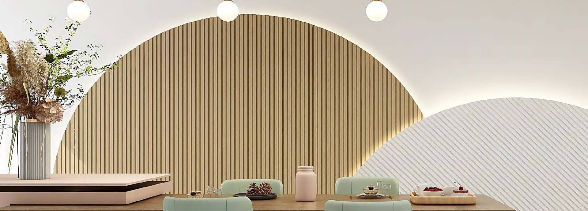 A picture of interior decoration effect with 3D wall panels