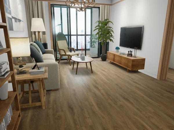 SPC flooring was used in the living room of the rental apartment.