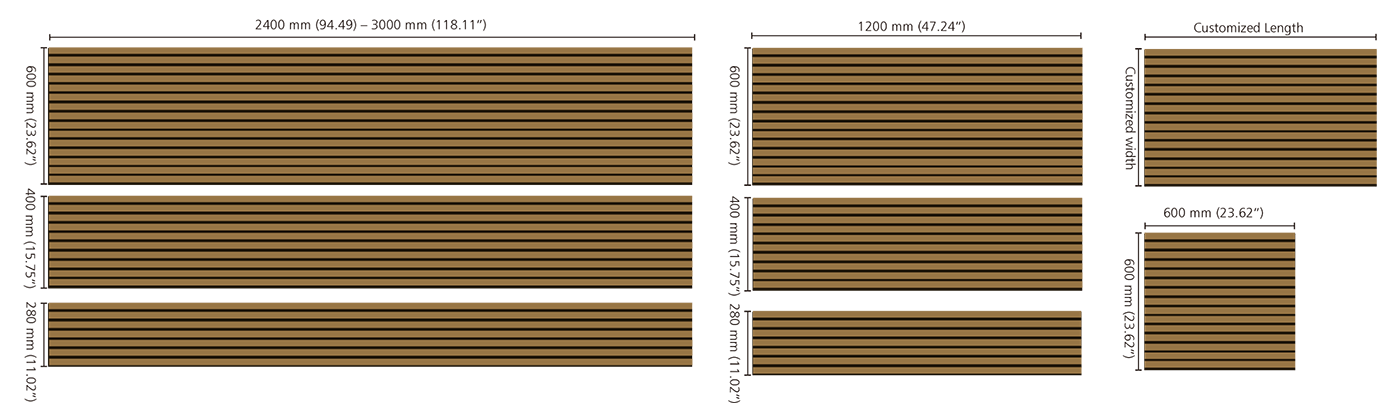 Eight acoustic wall panels of different sizes.