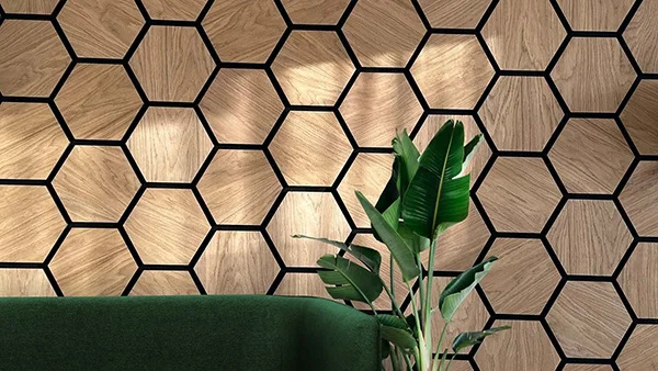 Paneles de pared acústicos de patrón hexagonal