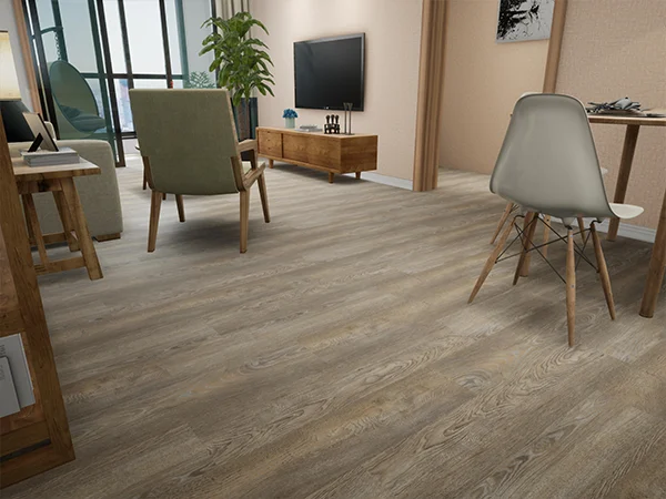 SPC flooring in a basement living room