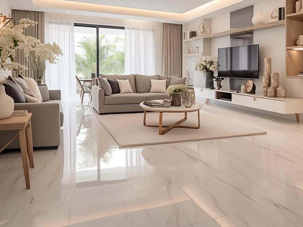 Ceramic tile flooring in a living room