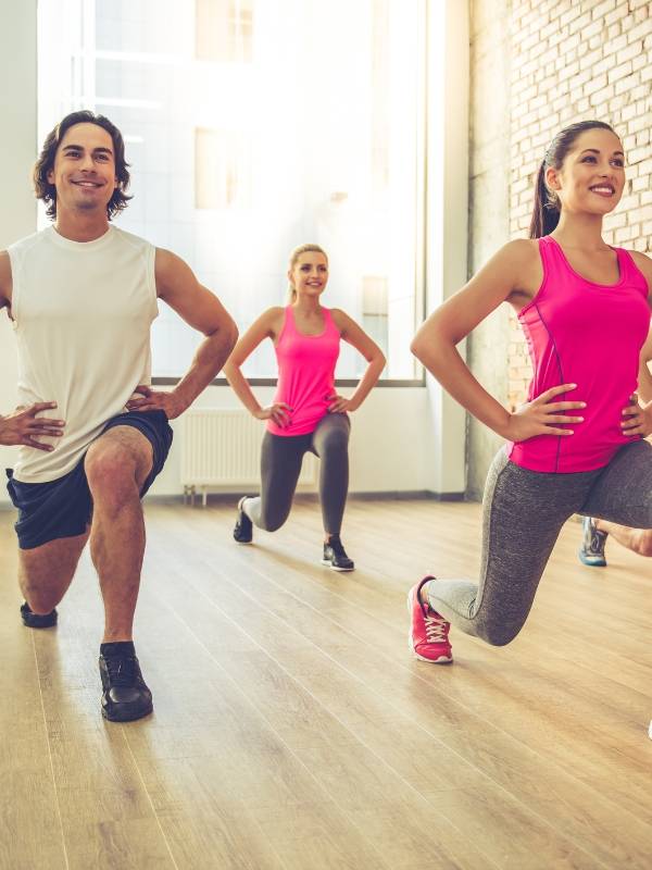Some fitness workers are doing exercise on the SPC flooring.