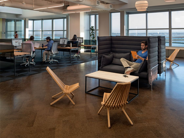 Cork flooring in a reading room