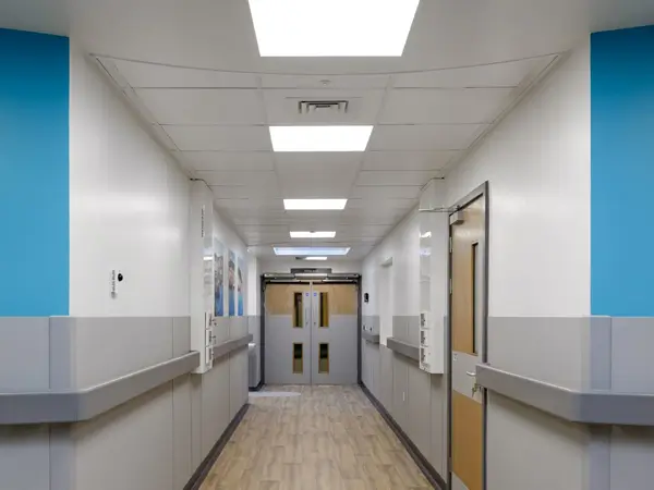 Hospital corridor using healthcare SPC flooring