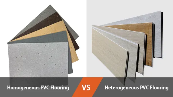 Cuadro comparativo de suelos de PVC homogéneos y suelos de PVC heterogéneos