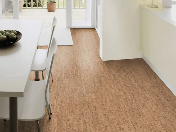 Cork flooring used in the kitchen