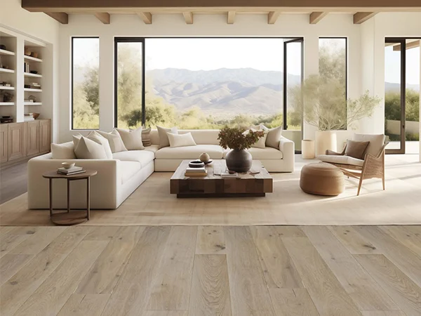 Solid wood flooring in a living room