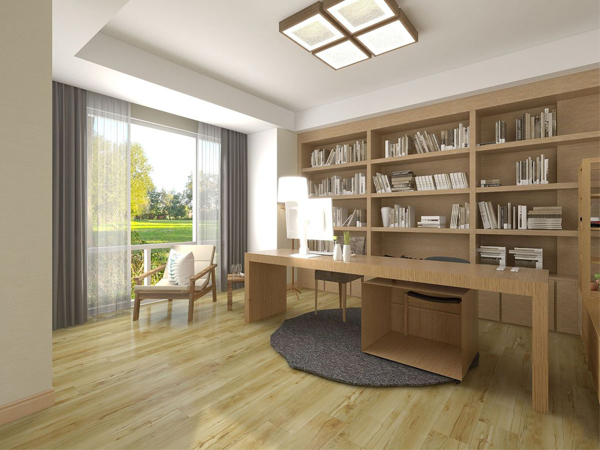 Solid wood flooring in a study