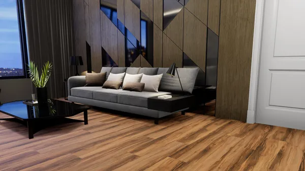 SPC flooring application in apartment entryway