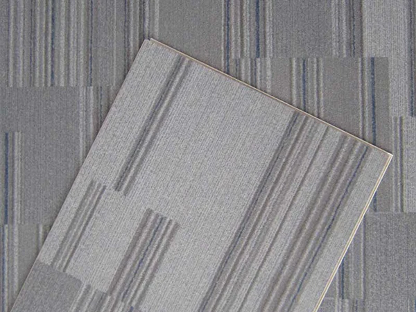 Staggered displayed carpet look SPC flooring