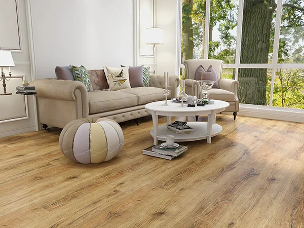 SPC flooring used in a living room