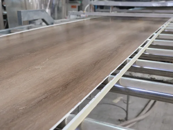 SPC flooring in the production process