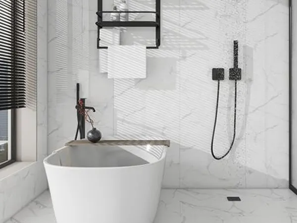 SPC wall panels are used in minimalist-style showers.