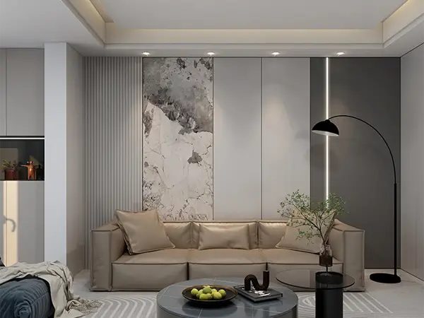 SPC wall panels used in a bedroom