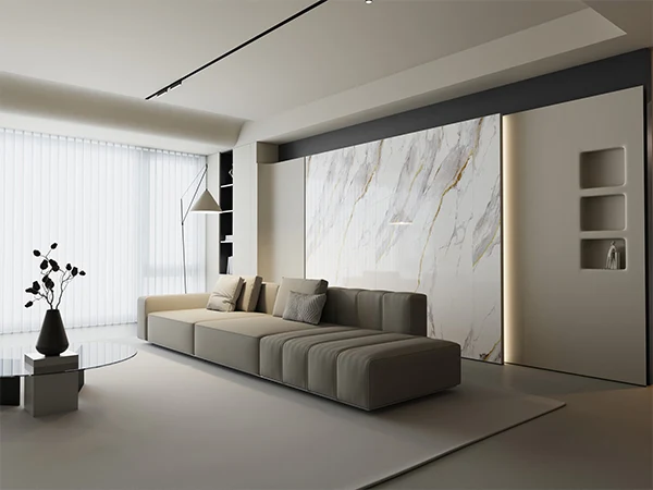 SPC wall panels used as living room feature wall