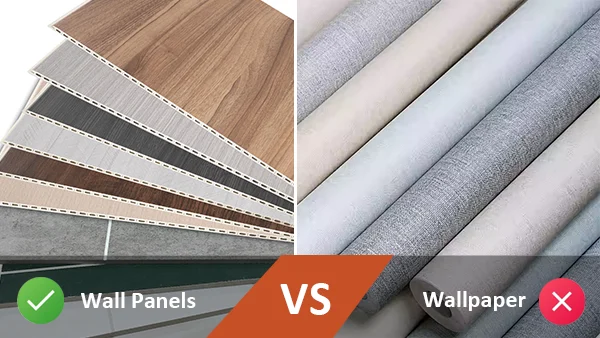 Contraste entre los paneles de pared y el papel pintado