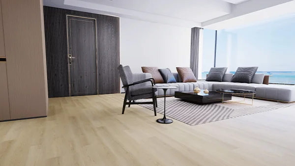 LVT flooring installed in the living room as decoration.
