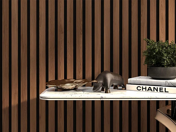 Wooden sound-absorbing panels in the conference room