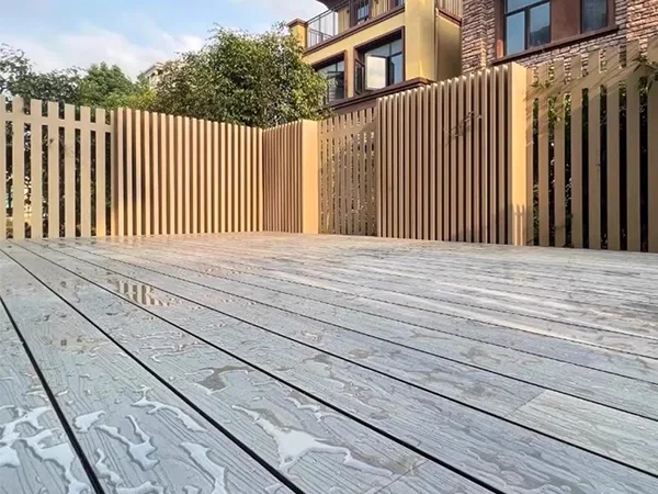 Water stains are retained on the WPC flooring.